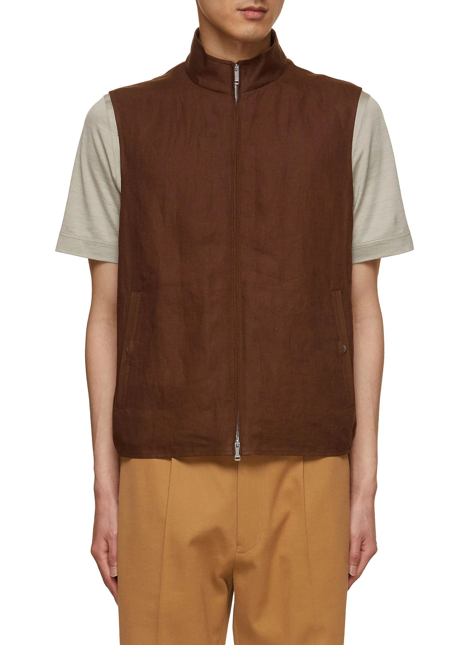 -----------ZEGNA ---- ------------ ----Zip Up Linen Vest --