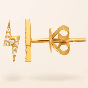 14K Gold Diamond Lightning Bolt Stud Earrings