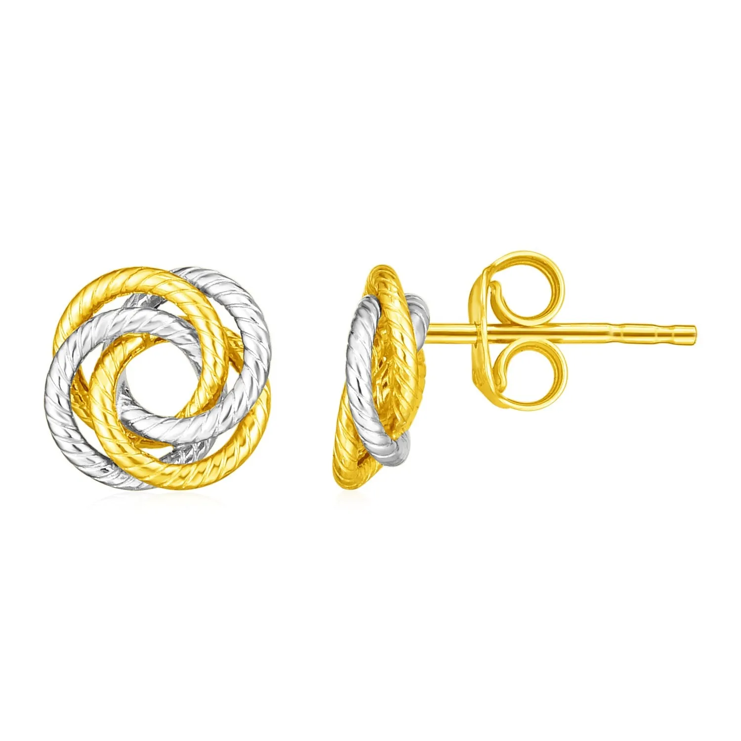 14k Two Tone Gold Love Knot Earrings-rx48864