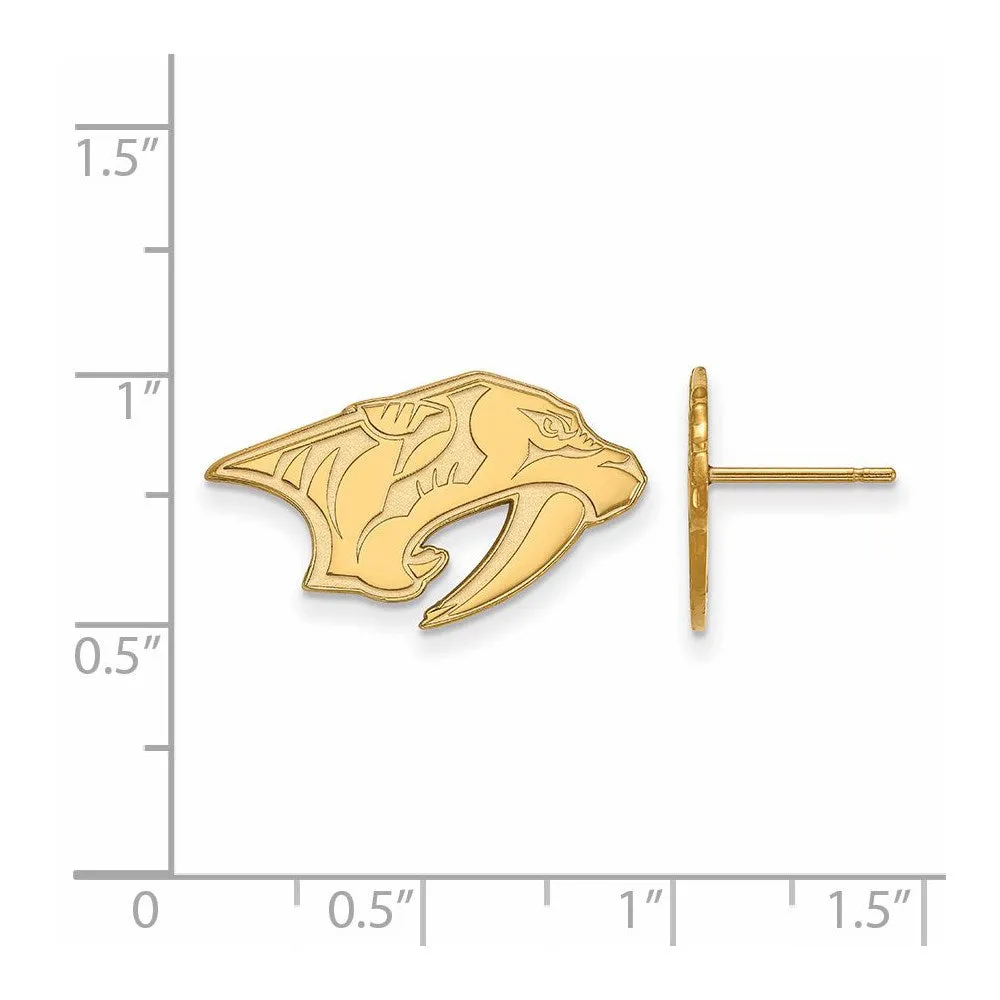 14k Yellow Gold NHL Nashville Predators Small Post Earrings