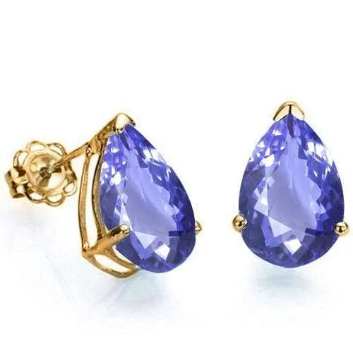 2.17 CT LAB TANZANITE 10KT SOLID GOLD EARRINGS STUD