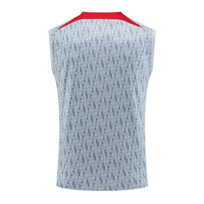 23-24 Liverpool White/Grey Grid Vest Jersey+Shorts