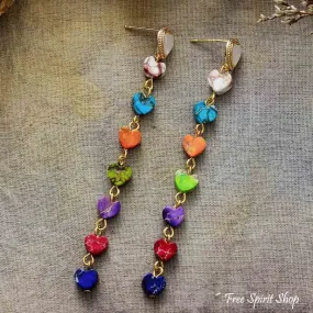 7 Chakra Heart Drop Earrings