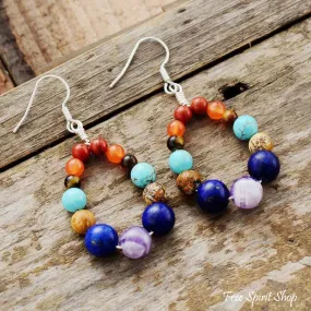 7 Chakra Natural Stone Bead Earrings