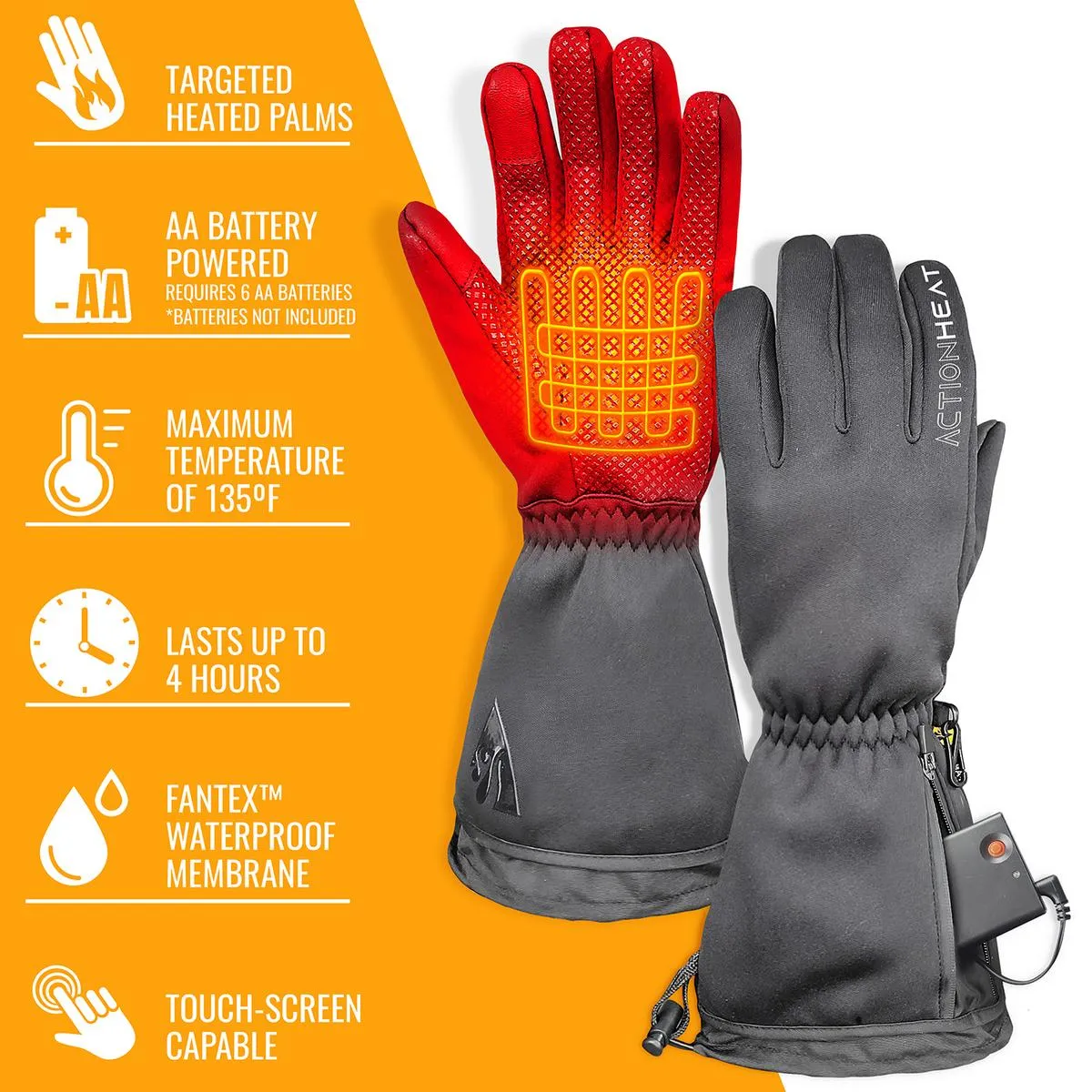 ActionHeat AA Battery-Powered Touch-Screen-Capable Heated Gloves for Women