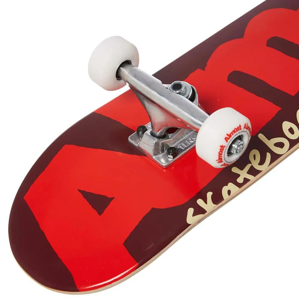 Almost Bent Logo Youth 7Complete Skateboard - Burgundy