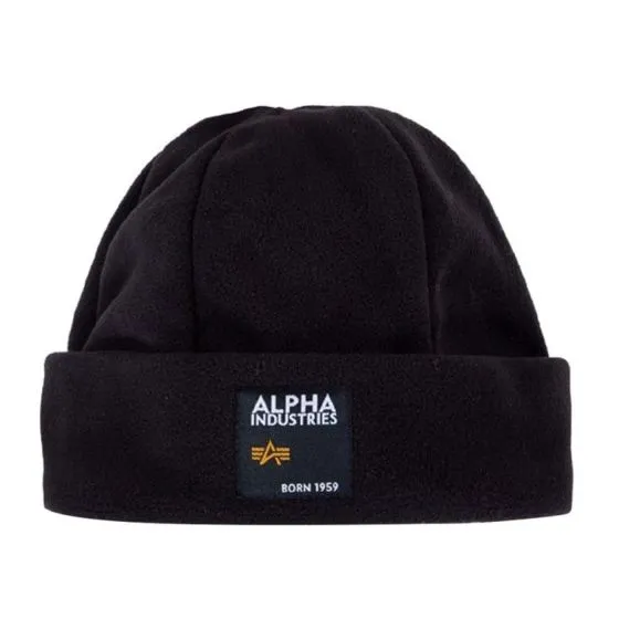 Alpha Industries Label Fleece Beanie Black