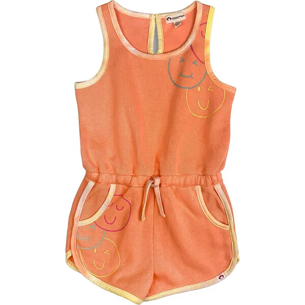 Appaman Olivia Sleeveless Drawstring Waist Romper, Apricot