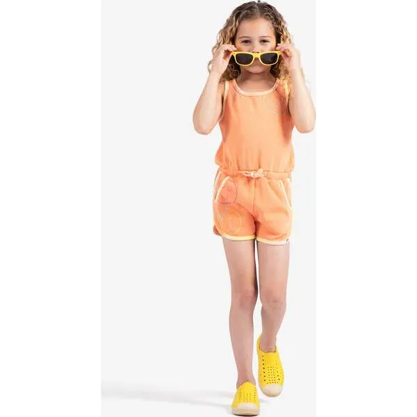 Appaman Olivia Sleeveless Drawstring Waist Romper, Apricot