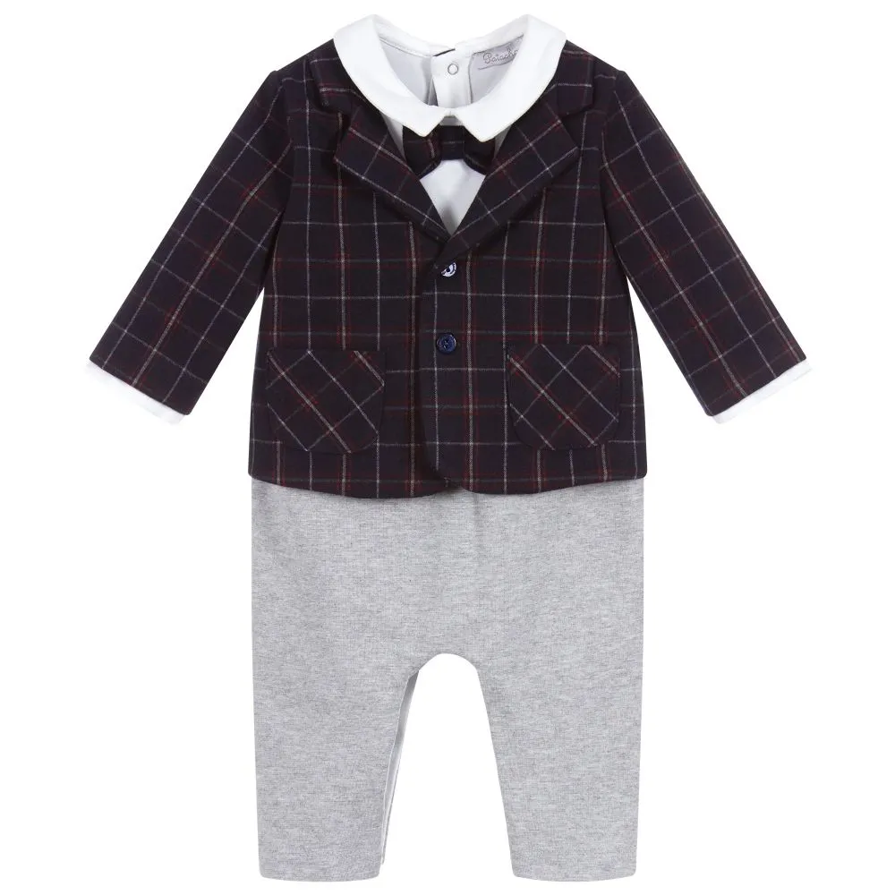 Baby Boys Blue Tartan Romper