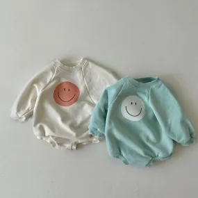 Baby Land S24 Smiley Face Sweatshirt Romper (4-15m) - 2 Colors