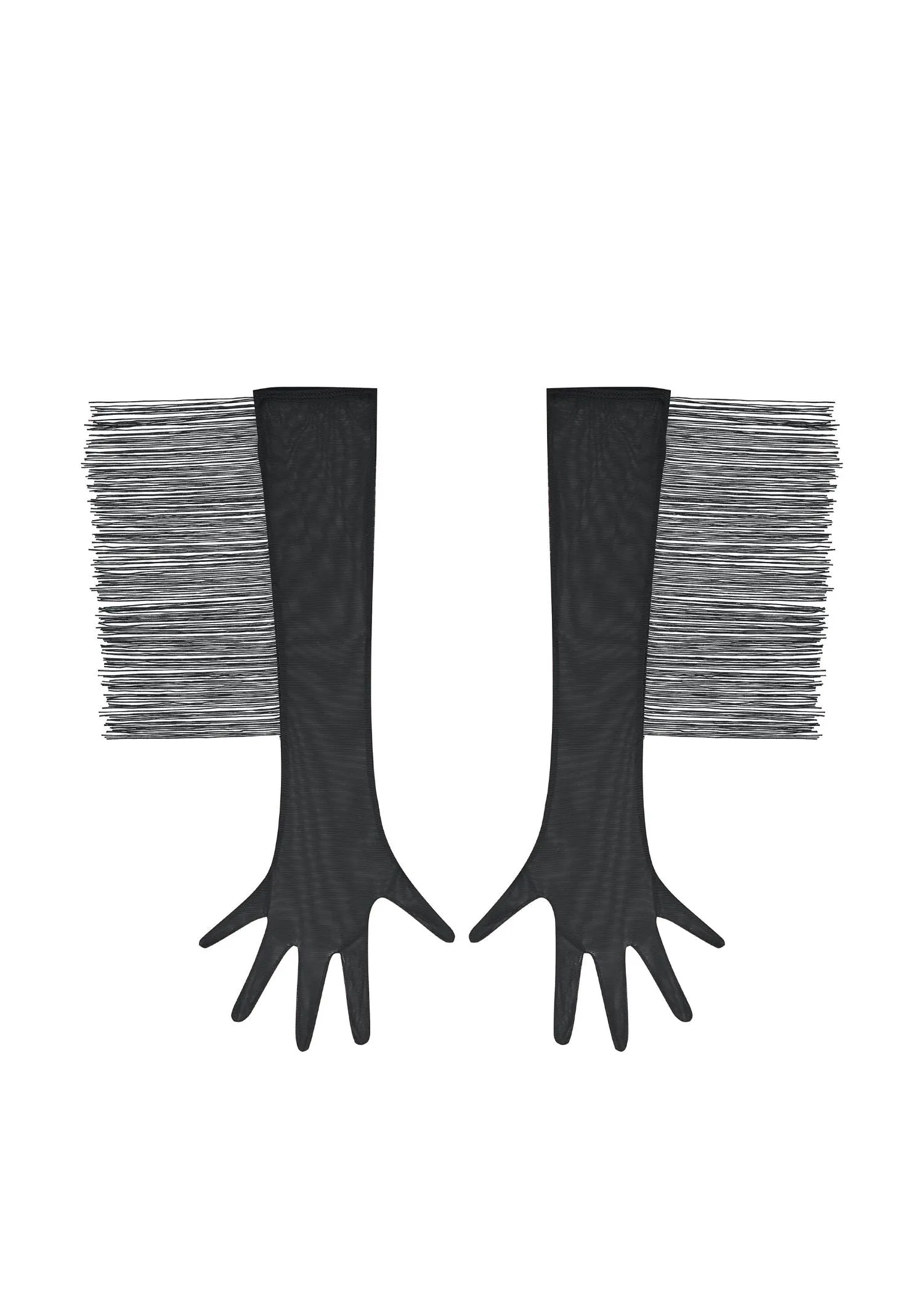     Baed Stories Long Mesh Gloves With Fringe (Black)