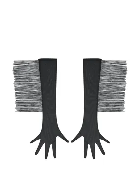     Baed Stories Long Mesh Gloves With Fringe (Black)