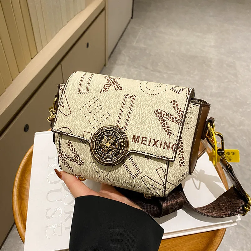 Bag women's new retro printing high-end shoulder bag fashion all-match trendy small fragrance style cross body small square bag 