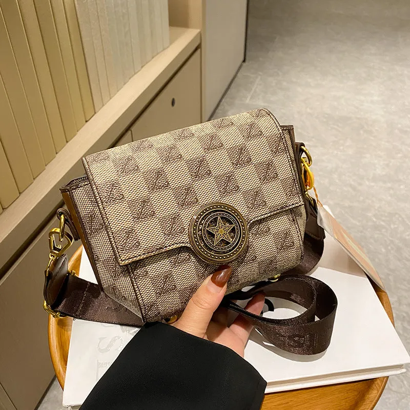 Bag women's new retro printing high-end shoulder bag fashion all-match trendy small fragrance style cross body small square bag 