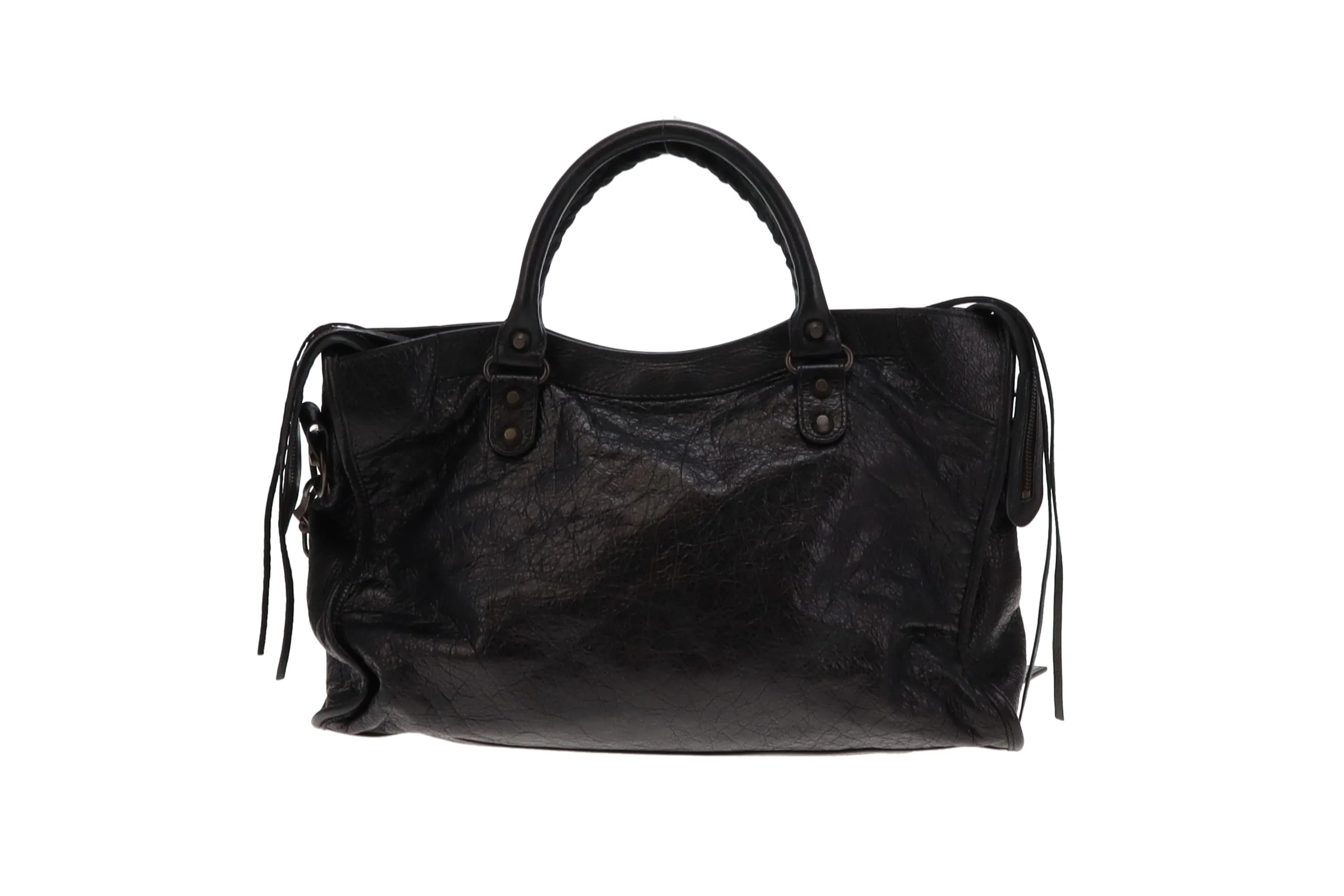 Balenciaga Black Crinkled Leather City Bag