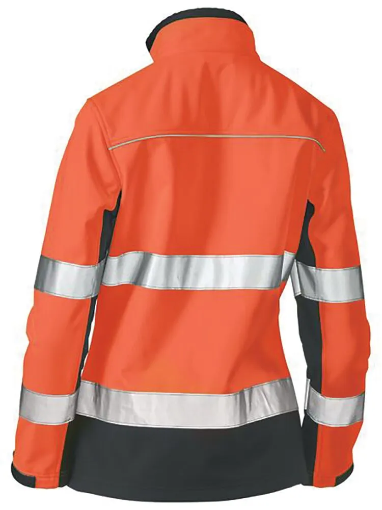 Bisley Workwear BJL6059T Jacket - Women's Taped Two Tone Hi Vis Soft Shell - Orange/Navy - 6