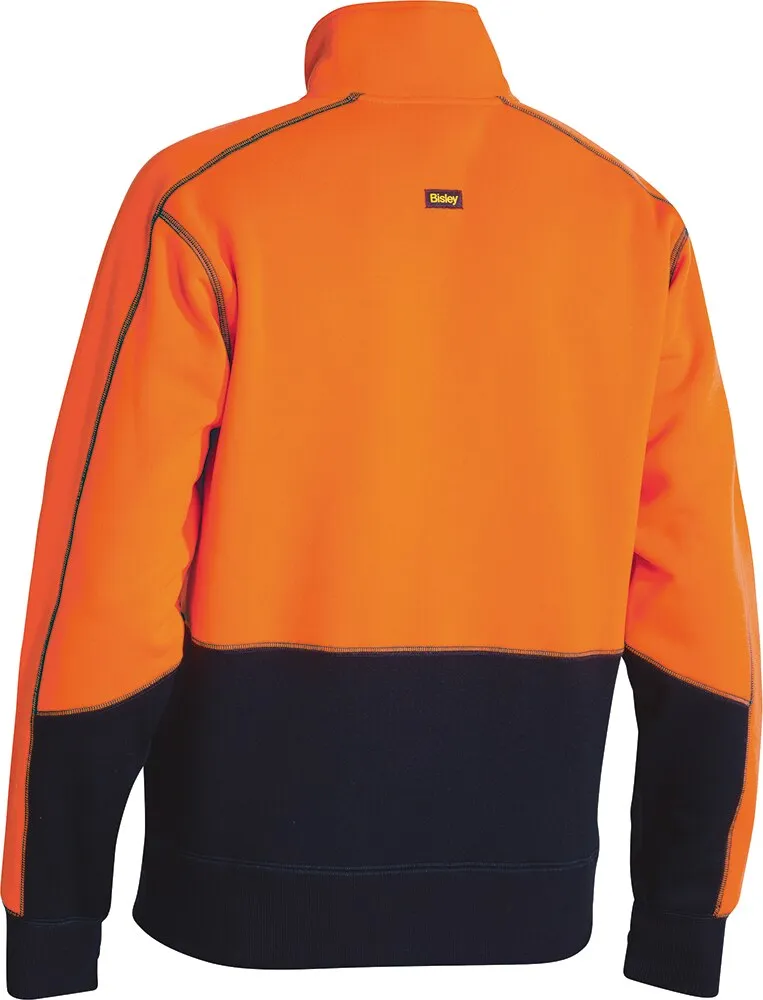 Bisley Workwear BK6989_TT05 Pullover - Hi-Vis - Fleece - 1/4 Zip - Orange/Navy - XS