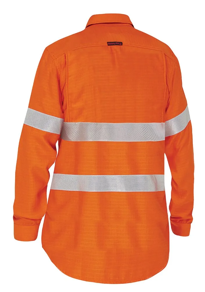 Bisley Workwear BL8339T Apex 160 - Women’s Taped Hi-Vis FR PPE1 - Vented Shirt - Orange - 6