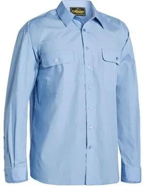 Bisley Workwear BS6526 Long Sleeve Shirt - Open Front - Polyester/Cotton - Sky Blue - S