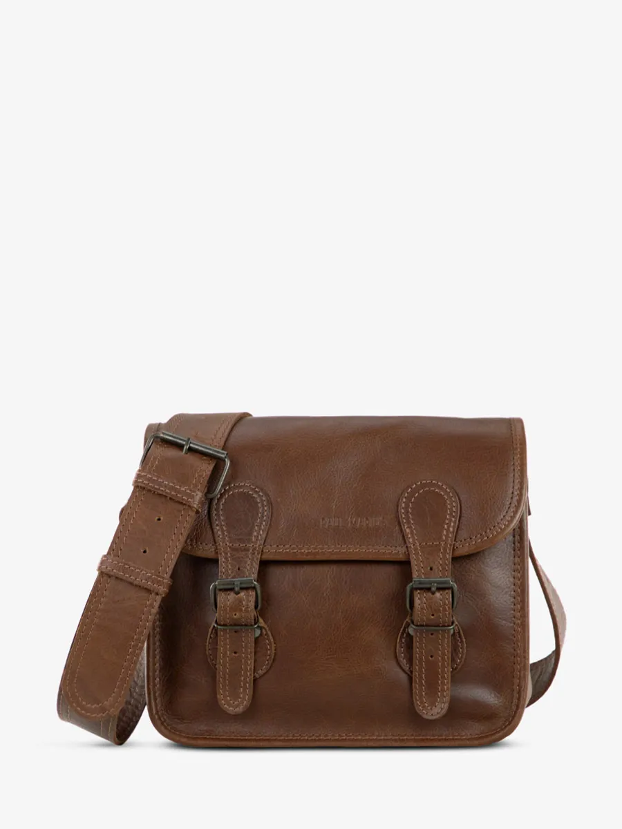 Brown Leather Cross-body Bag - LaSacoche S Tobacco Brown | PAUL MARIUS