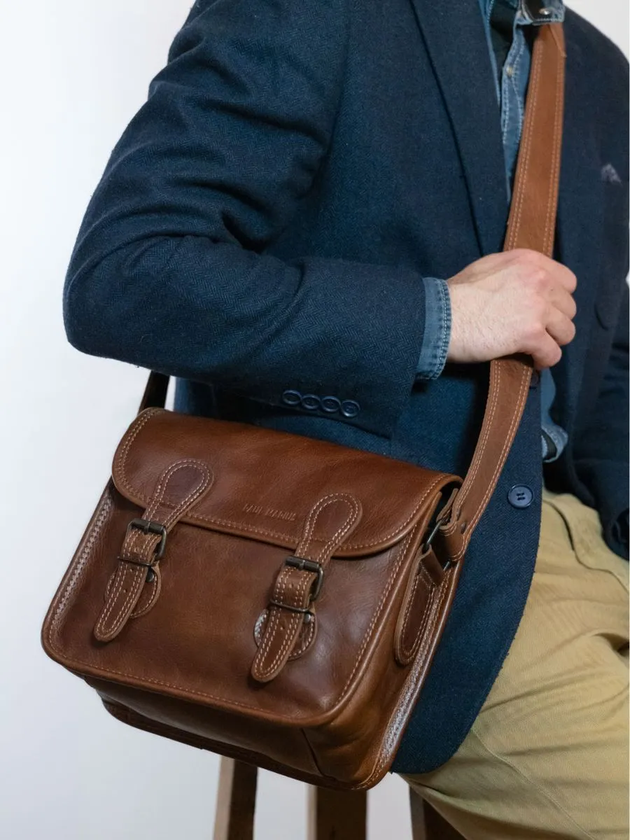 Brown Leather Cross-body Bag - LaSacoche S Tobacco Brown | PAUL MARIUS