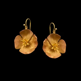 California Poppy Large Wire Drop Earrings by Michael Michaud