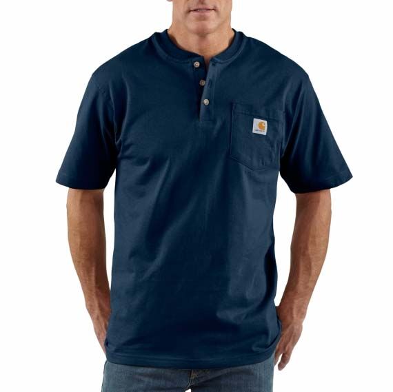 Carhartt Men's Workwear Pocket Short Sleeve Henley Shirt in Navy