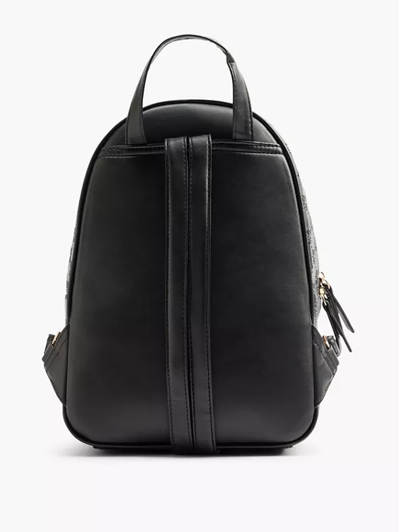 Catwalk  Black Monogram Embossed Backpack with Metallic Detail