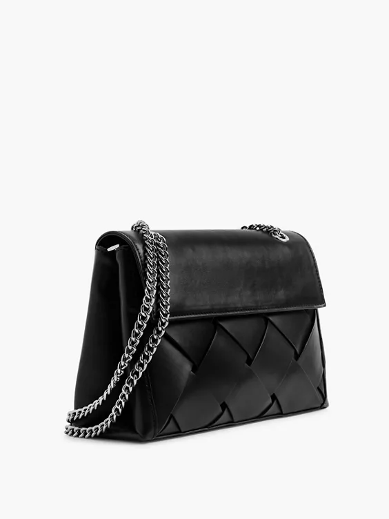 Catwalk  Black Woven Textured Shoulder Bag