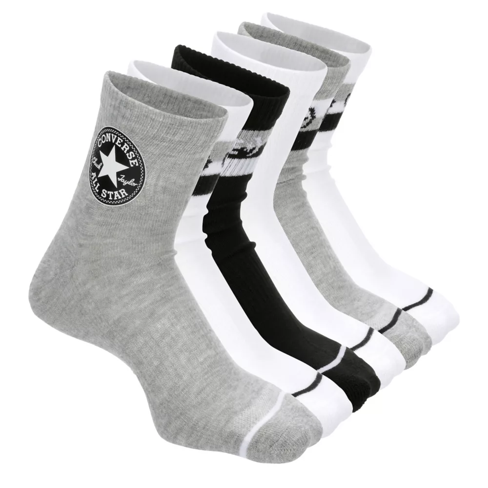 CONVERSE  WOMENS STRIPE LOGO QUARTER SOCKS 6 PAIRS