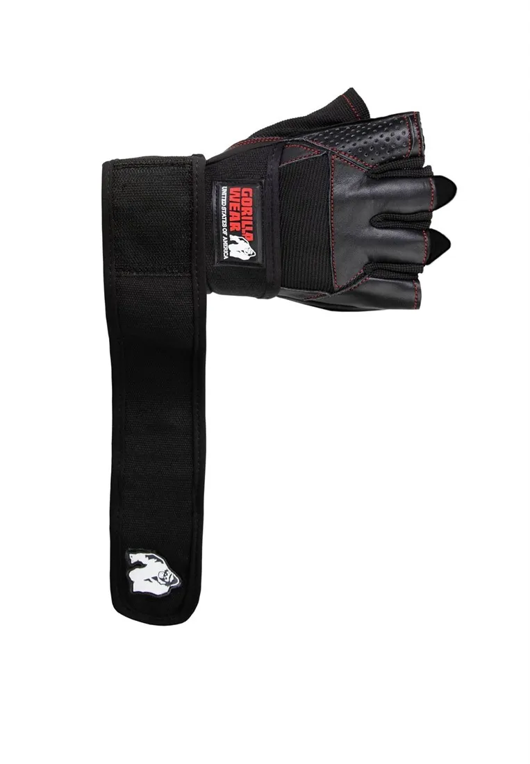 Dallas Wrist Wraps Gloves - Black/Red Stitched - 3XL Gorilla Wear