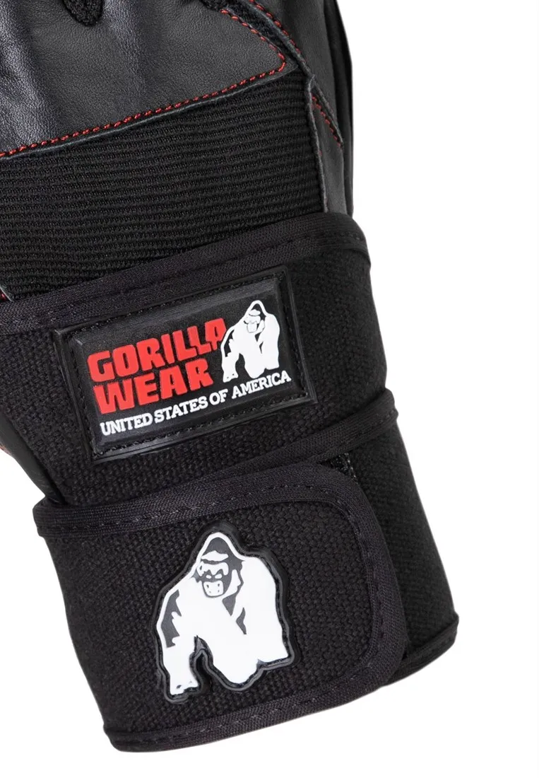 Dallas Wrist Wraps Gloves - Black/Red Stitched - 3XL Gorilla Wear