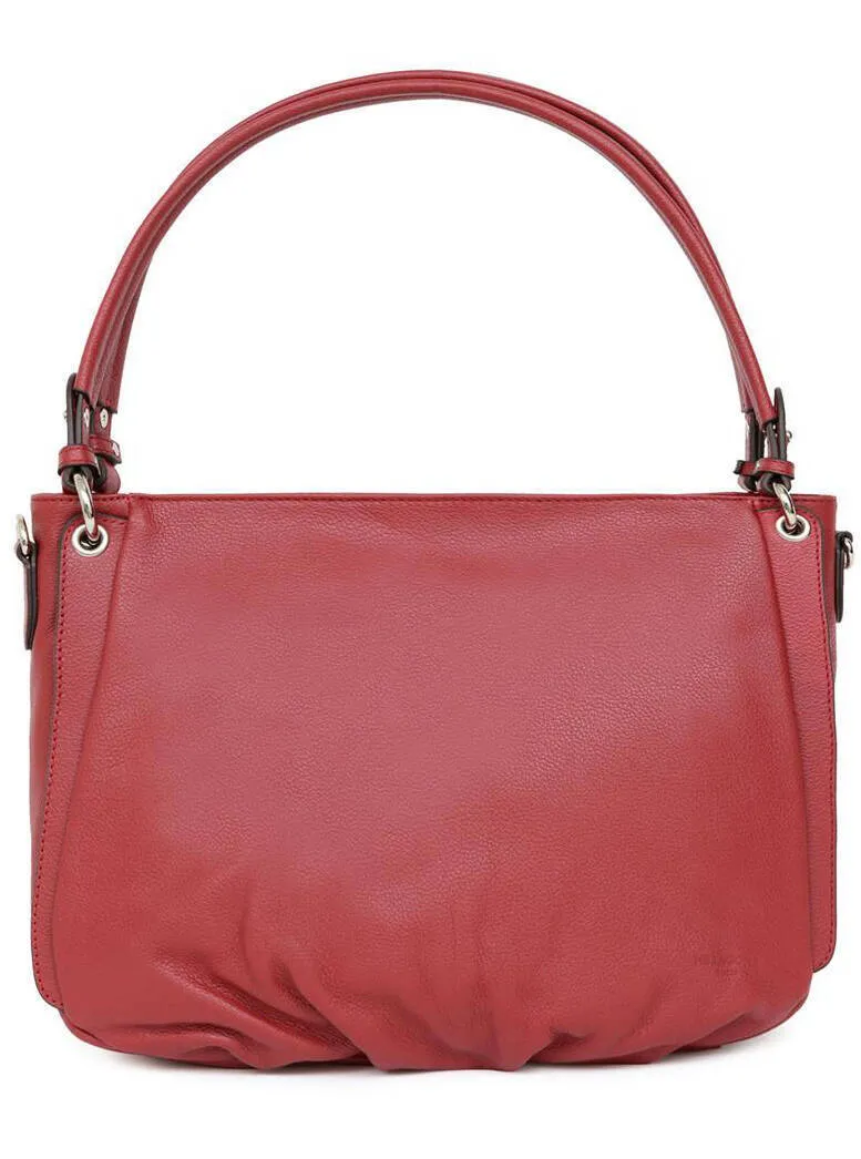 Dark red grained cowhide leather bag 466565