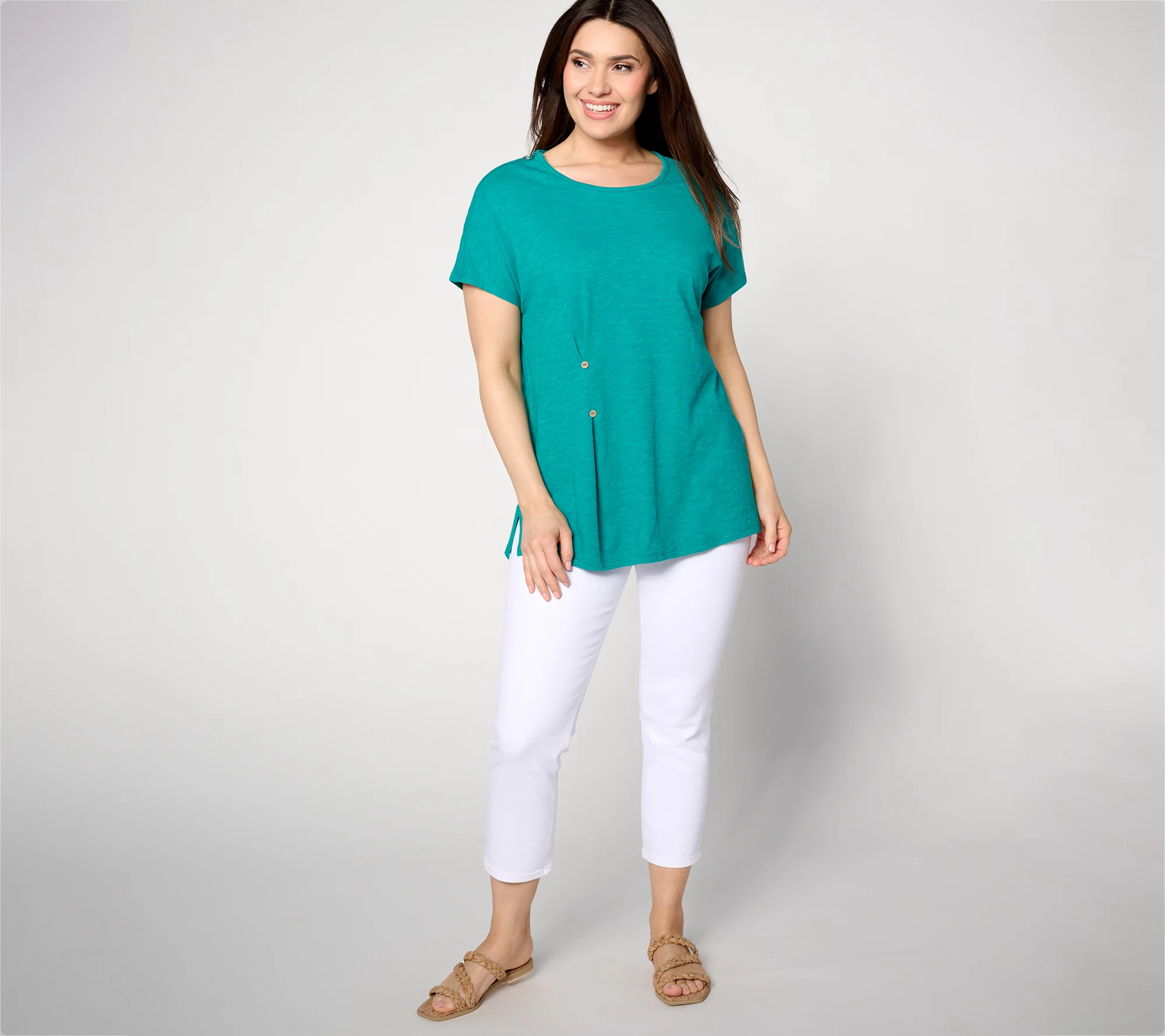 Denim & Co. Adaptive Linen Blend Dolman Sleeve Tunic