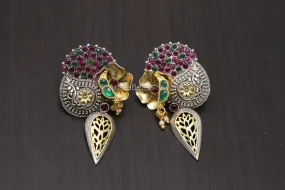 Dual Tone Kemp Stones & Pachi Kundan Earrings