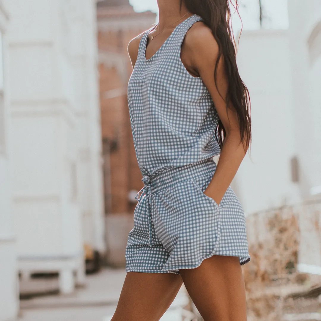 Dusk Check Tank Romper