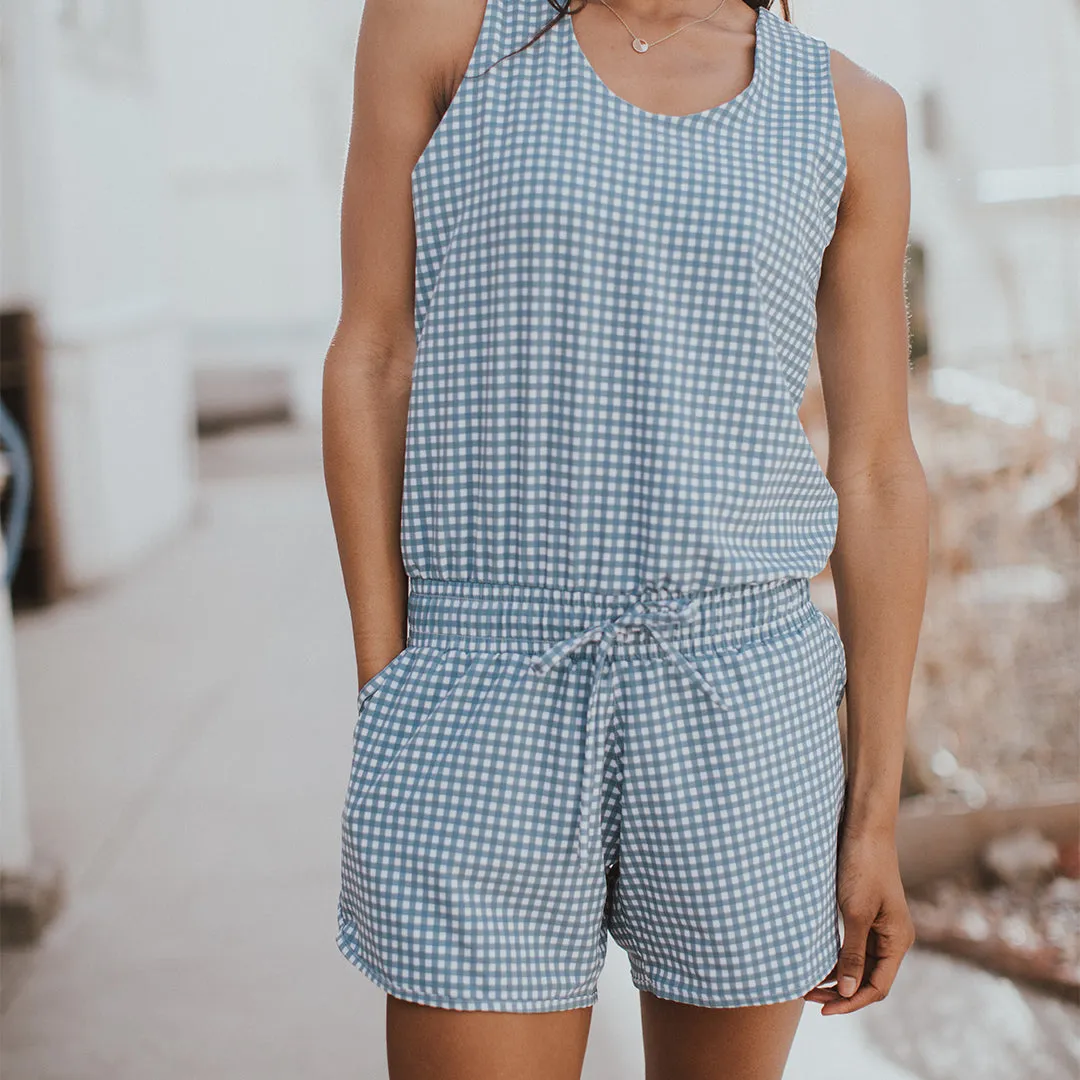 Dusk Check Tank Romper