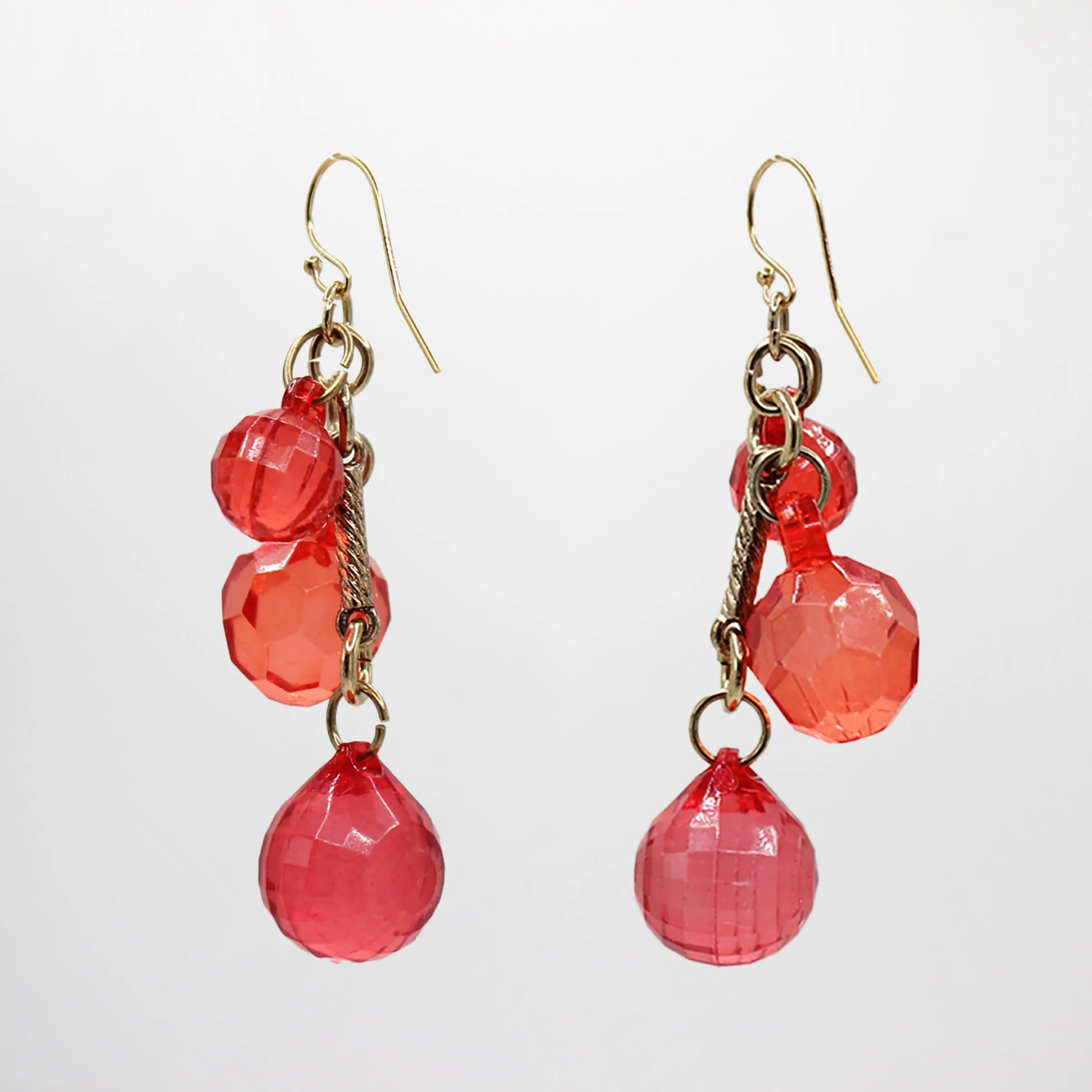 Elizabeth Strawberry Rhubarb Faceted Resin Drop Earrings