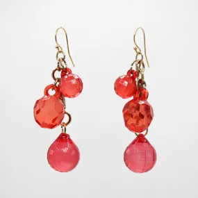 Elizabeth Strawberry Rhubarb Faceted Resin Drop Earrings