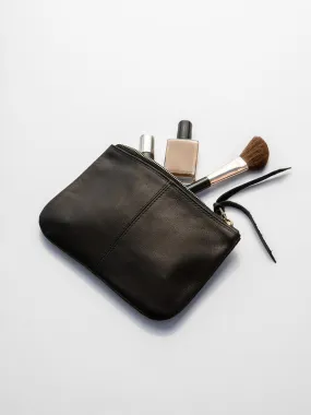 Elodie Leather Makeup Bag - Black