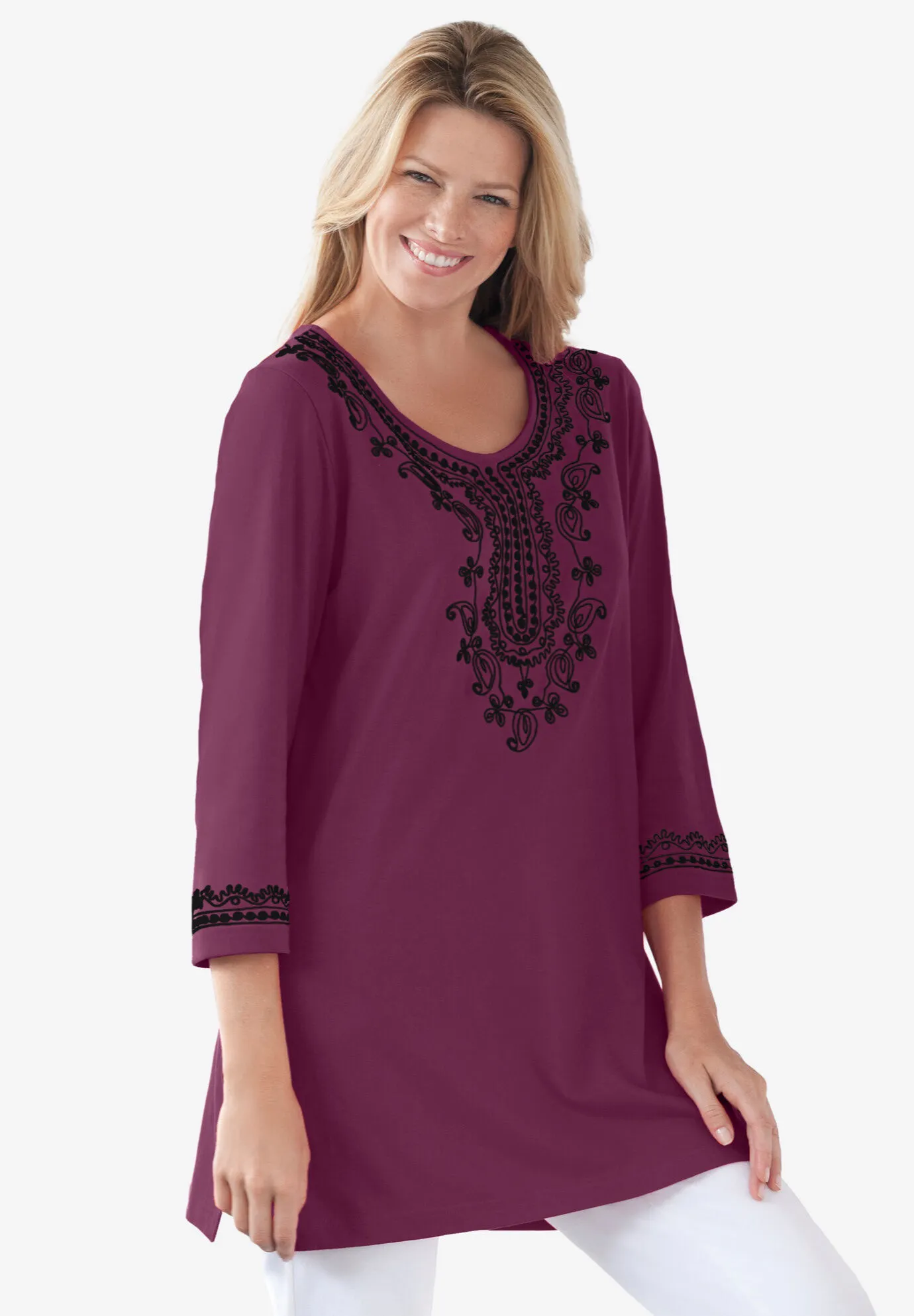 Embroidered Knit Tunic