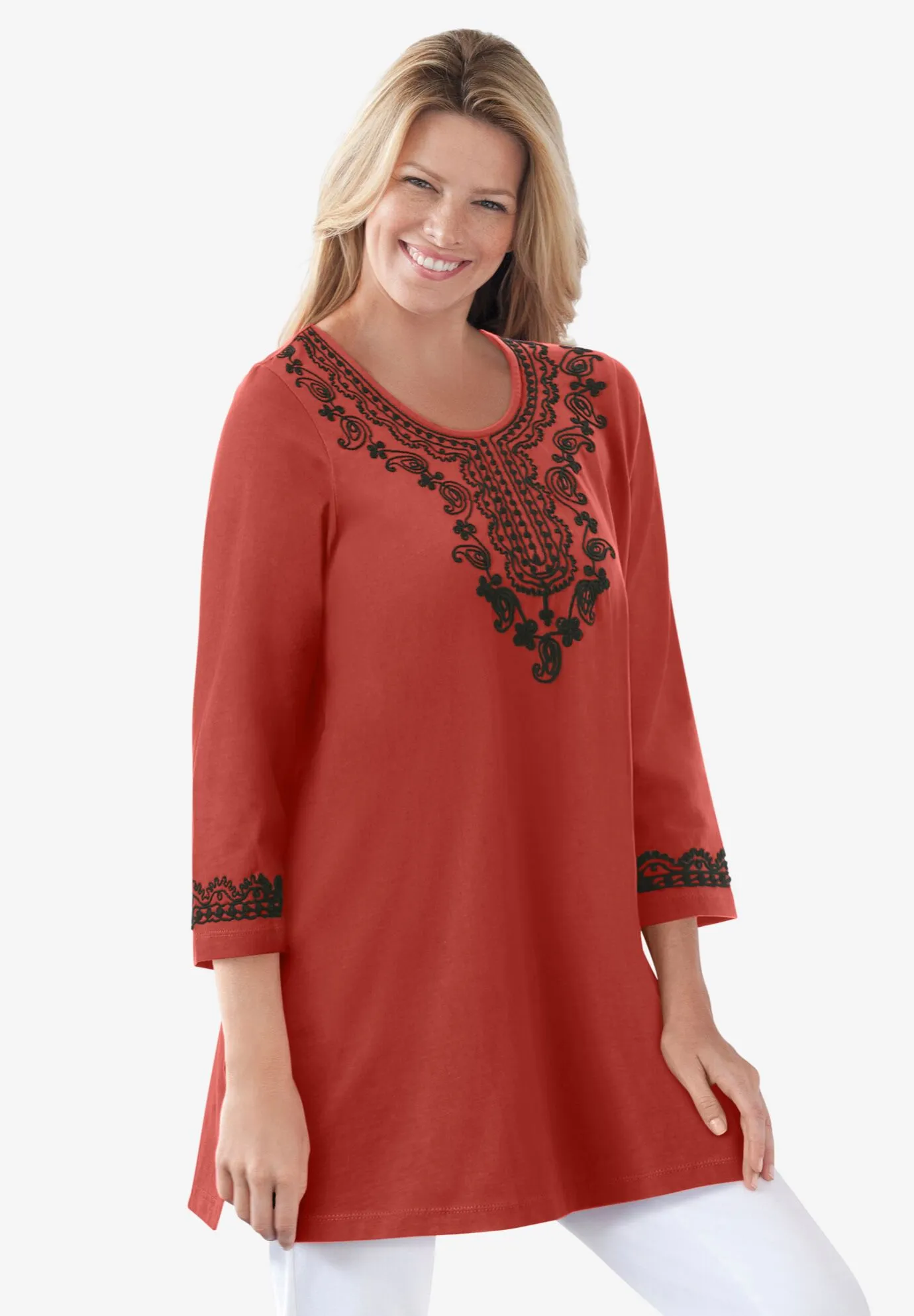 Embroidered Knit Tunic