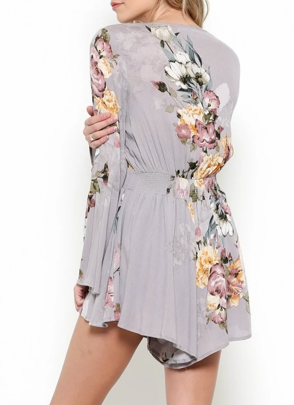 Final Sale - A Love Like This Romper - Floral Ice Grey