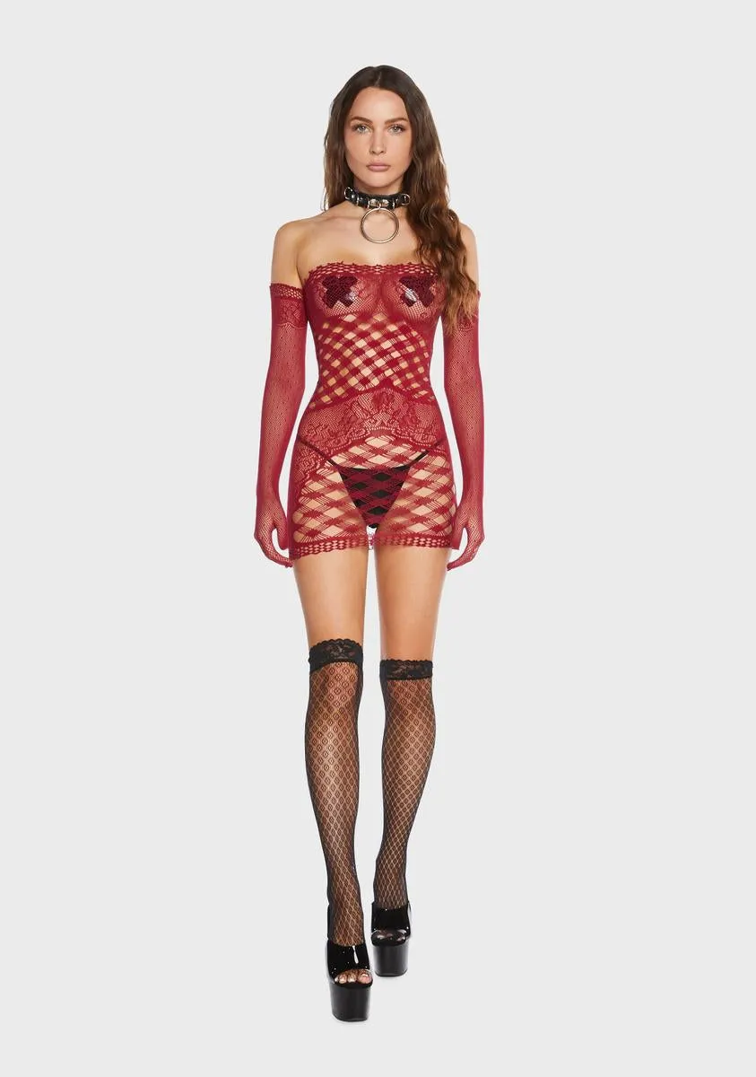 Finally Playtime Bodystocking Dress With Gloves-