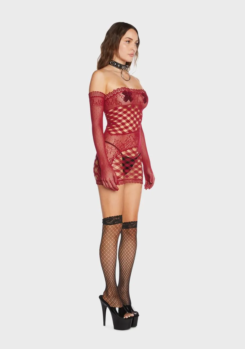 Finally Playtime Bodystocking Dress With Gloves-