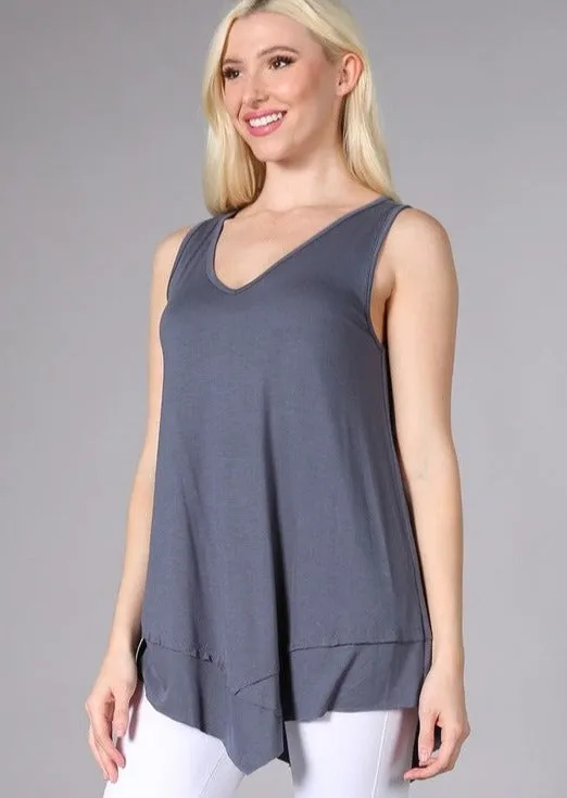 Flattering Sleeveless Tunic Slate Grey Made in USA