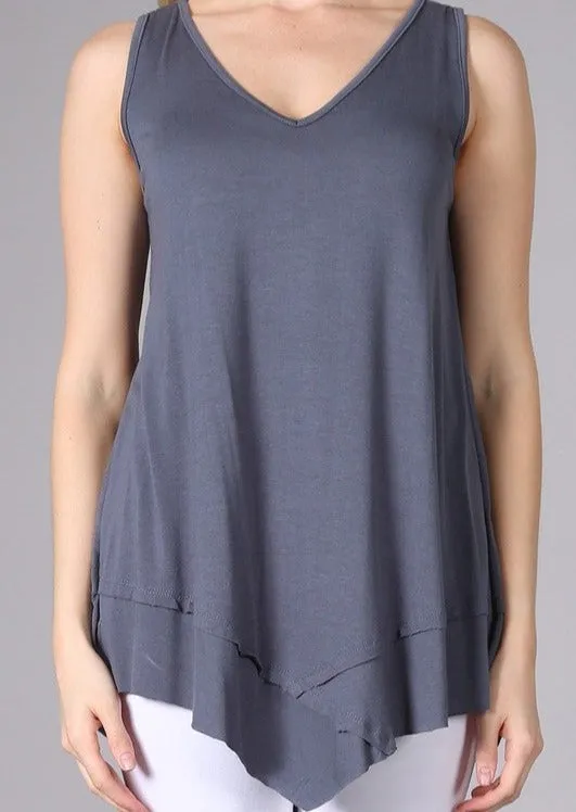 Flattering Sleeveless Tunic Slate Grey Made in USA