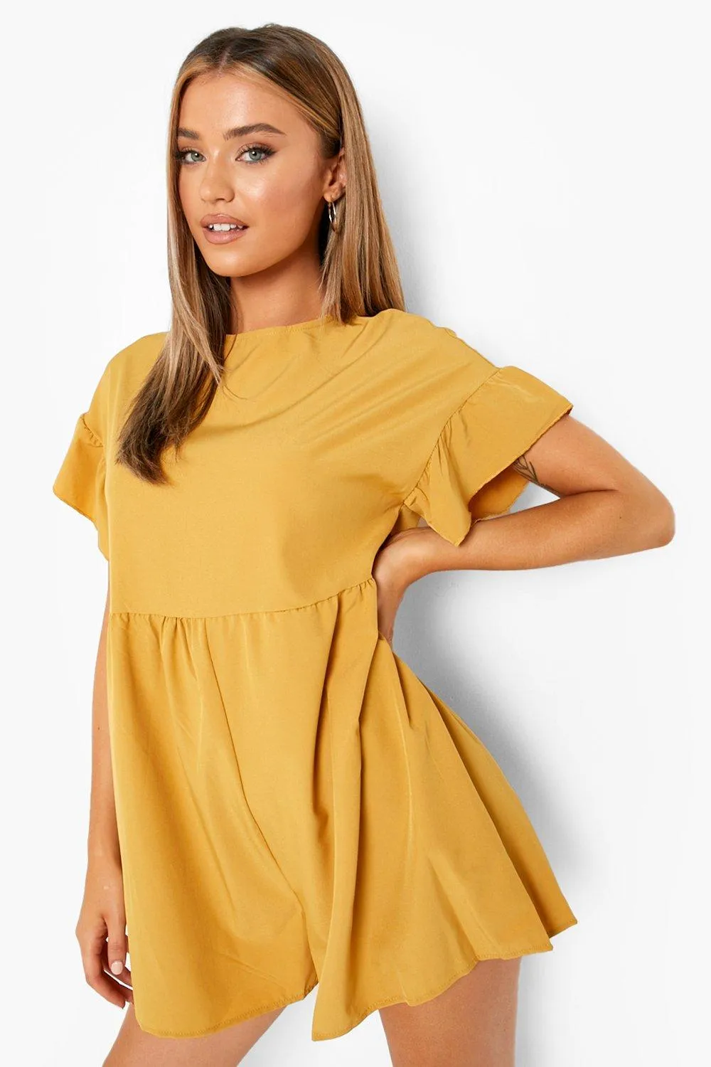 Frill Sleeve Smock Romper