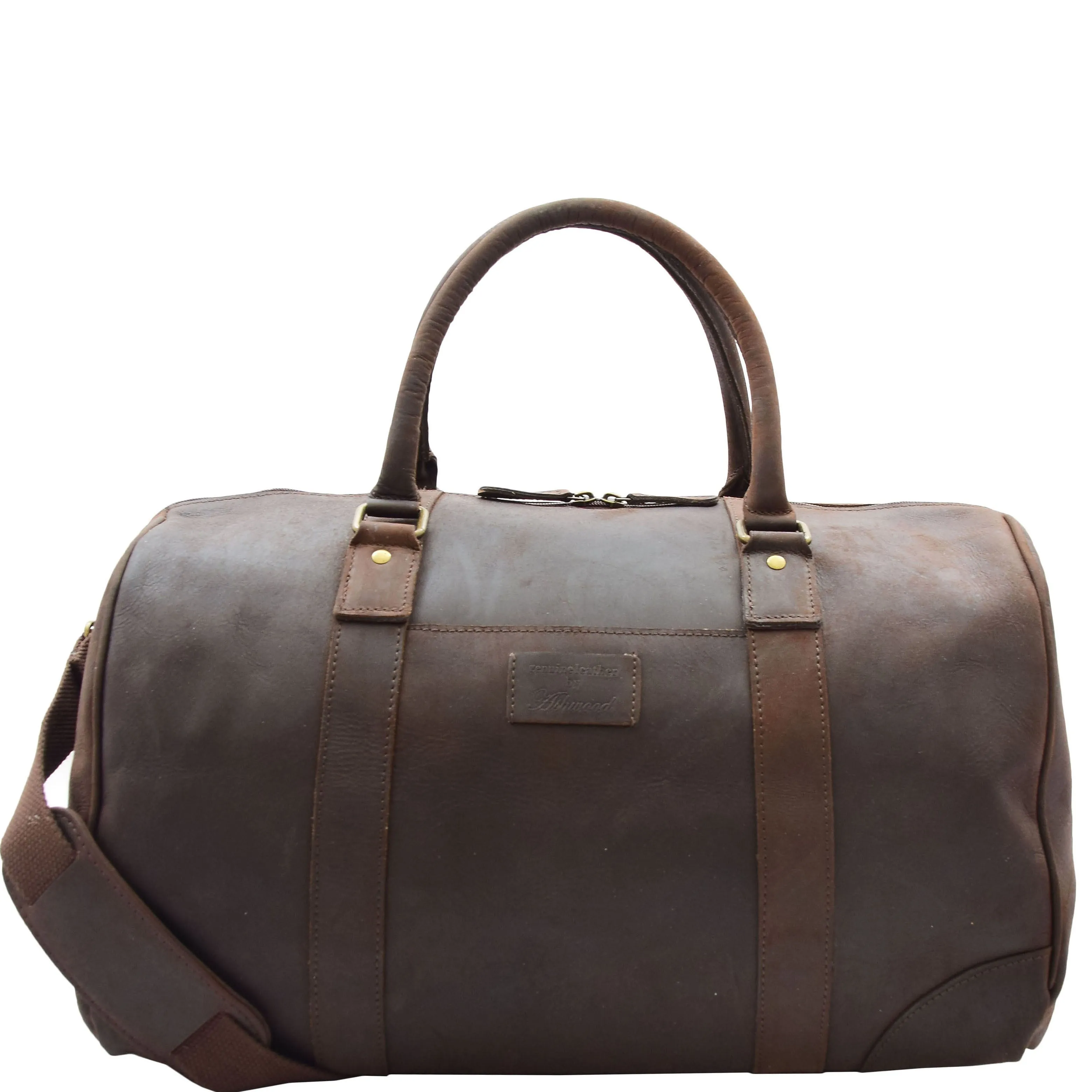 Genuine Leather Holdall Weekend Multi Use Duffle Bag ADEL Brown